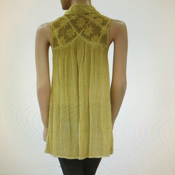 Free People Yellow Gause Acid Wash Tunic Tie Dye - Picture 3 of 7